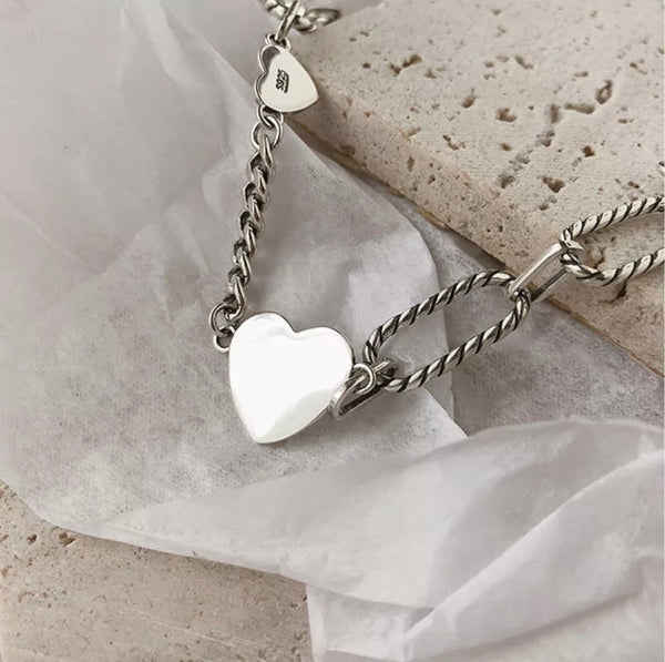 Bracciale Chain e cuori argento 925