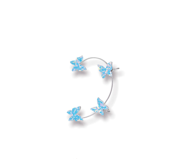 Mono orecchino polsino farfalle glitter orecchie non forate