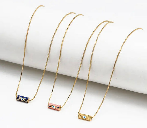 Collana vari colori amuleto turco cilindrico small catenina sottile