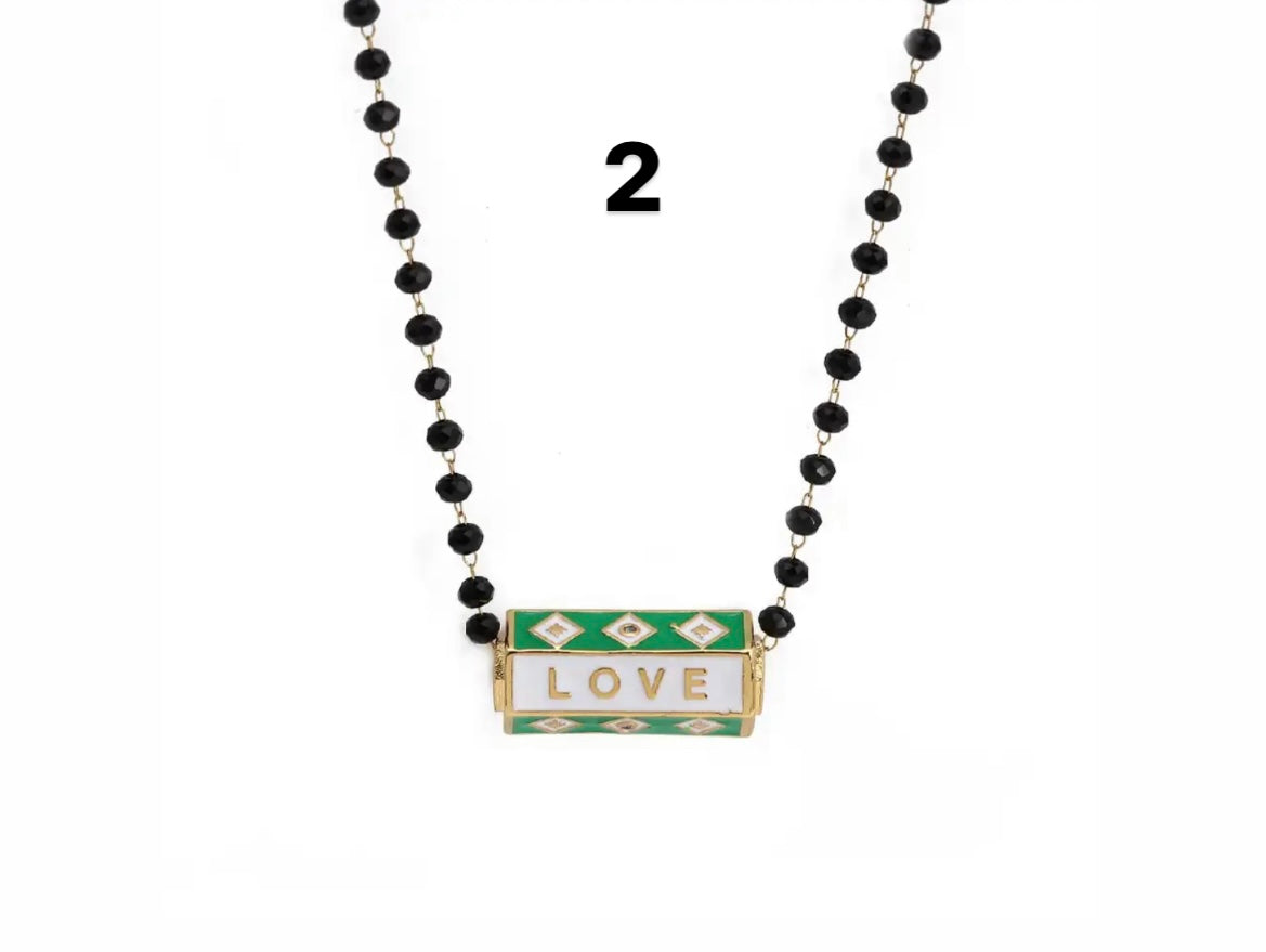 Collana con amuleto turco cilindrico vari colori con catena Rosario