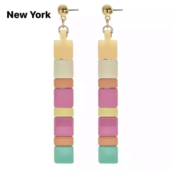 Coppia orecchini lego tasselli colorati