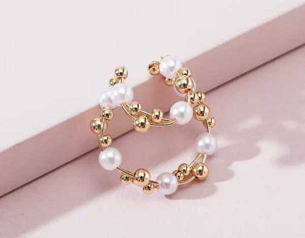 Mono Earcuff doppio sfere e perle