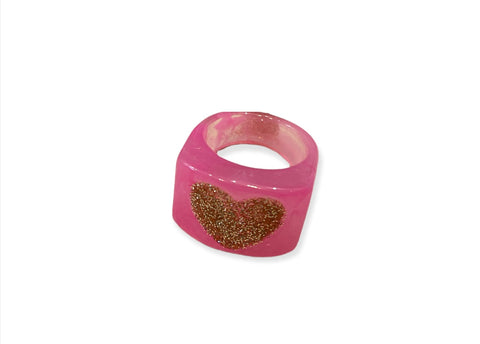 Anello resina cuore glitter