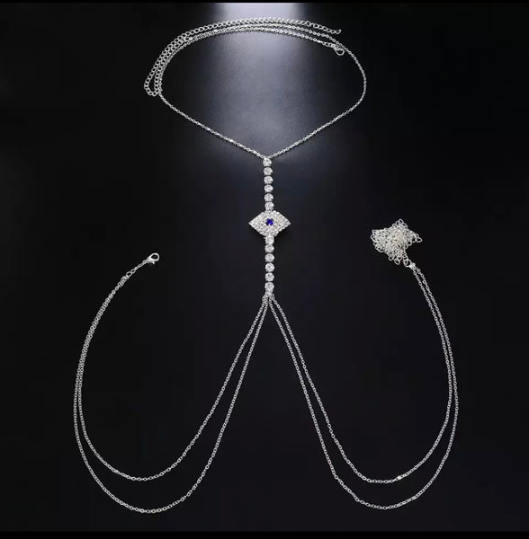 Collana con  girovita tennis con occhio vestito gioiello