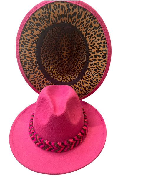 Cappello  Fedora Double face interno maculato vari colori con fascia accessorio estraibile