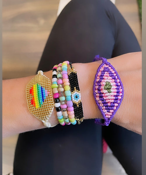 Bracciale  cavigliera evil eye occhio filo macrame regolabile