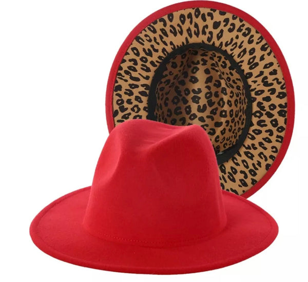 Cappello  Fedora Double face interno maculato vari colori con fascia accessorio estraibile