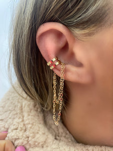 Mono earcuff doppio con catenina
