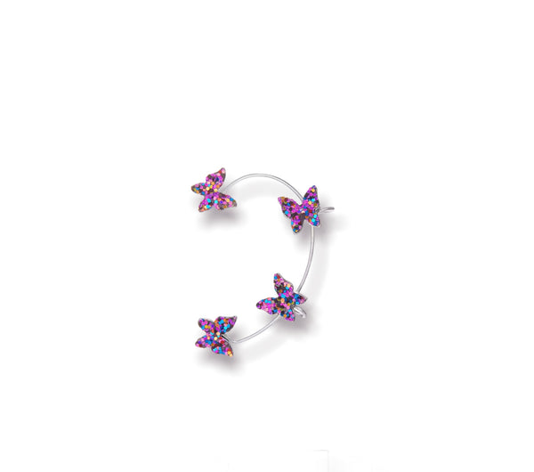 Mono orecchino polsino farfalle glitter orecchie non forate