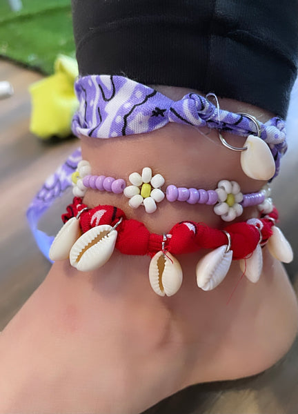 Bracciale cavigliera bandana conchiglie vari colori