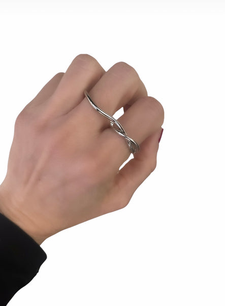 Anello doppio dito due varianti colore  Double face argento 925