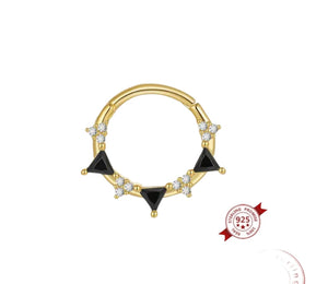 Mono orecchino daith piercing argento 925 spike smaltati