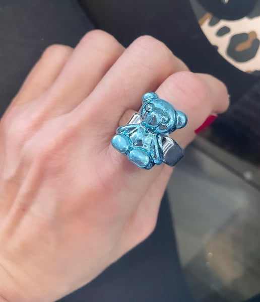 Anello resina metallizzato orsacchiotto teddy