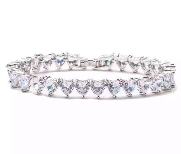 Bracciale tennis cuore vari colori