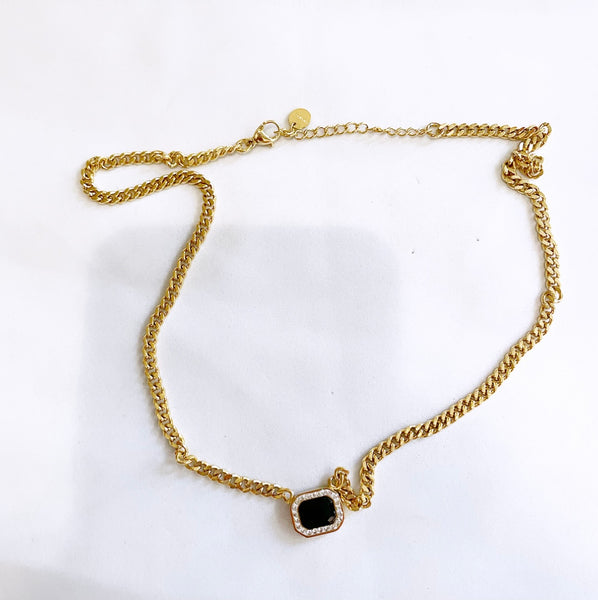 Collana charms punto luce quadrato groumette vari colori