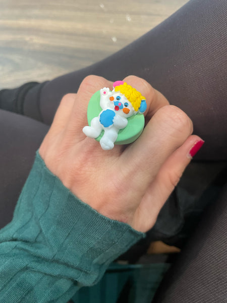 Anello in resina cuore vari colori popples  bianco