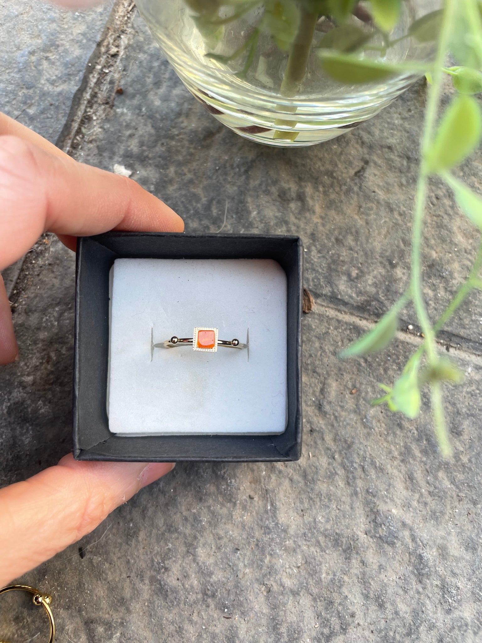 Anello delle isole  Santorini pietra quadrata vari colori