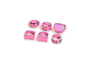 Anello resina metallizzata rosa varie forme