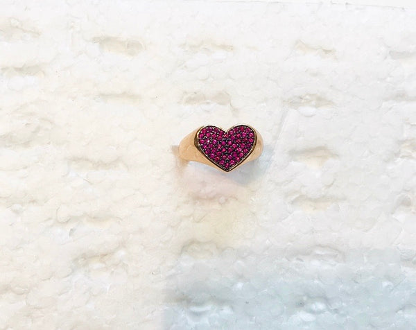 Anello cuore zirconi regolabile