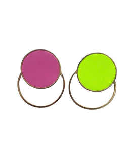 Coppia orecchini vari colori cerchio orizzontale pelle