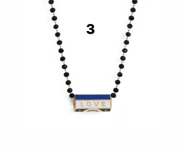 Collana con amuleto turco cilindrico vari colori con catena Rosario