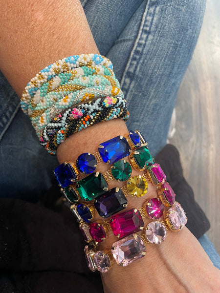Bracciale vari colori crystal maxi bling bling tennis un filo