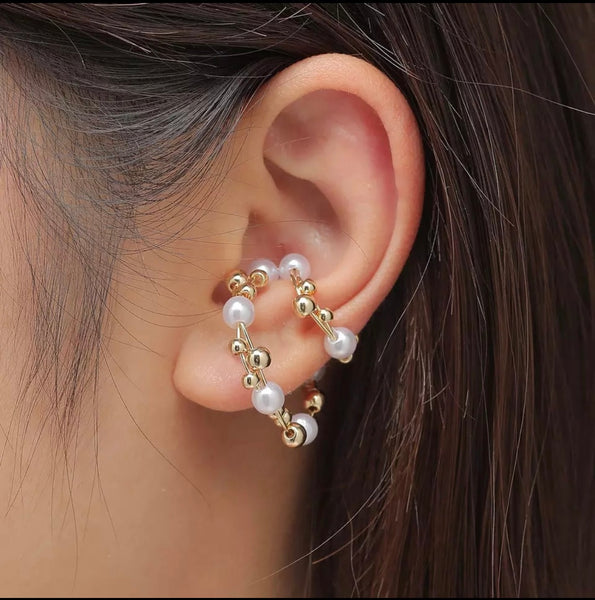 Mono Earcuff doppio sfere e perle