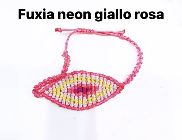 Bracciale  cavigliera evil eye occhio filo macrame regolabile
