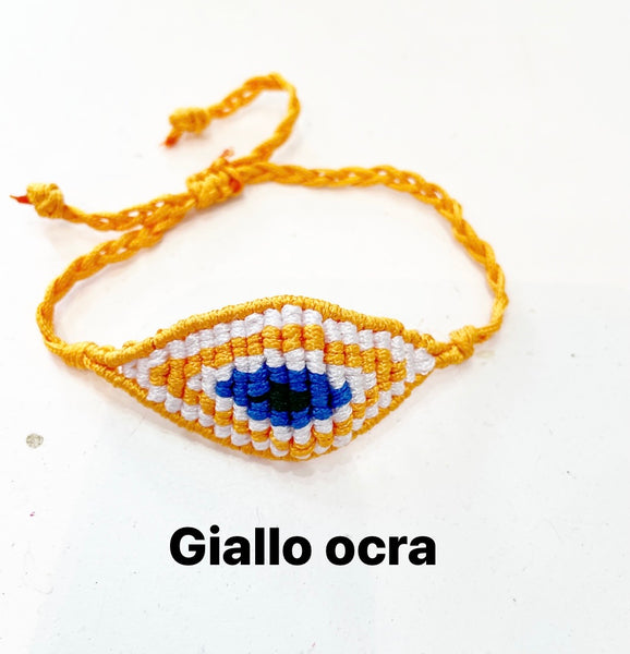 Bracciale  cavigliera evil eye occhio filo macrame regolabile