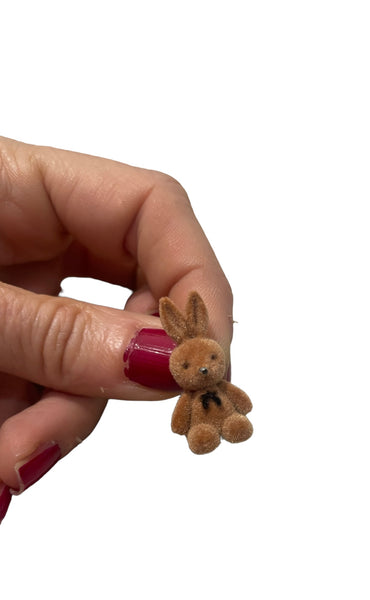 Mono orecchino coniglietto bunny teddy velluto vintage style vari colori