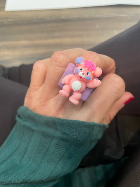 Anello resina barra  quadrata vari colori popples rosa