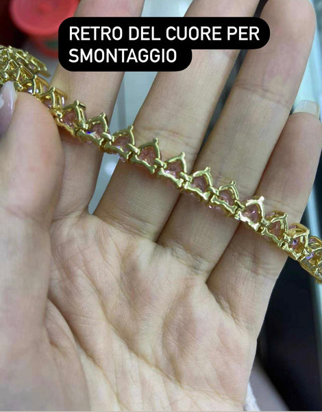 Bracciale tennis cuore vari colori