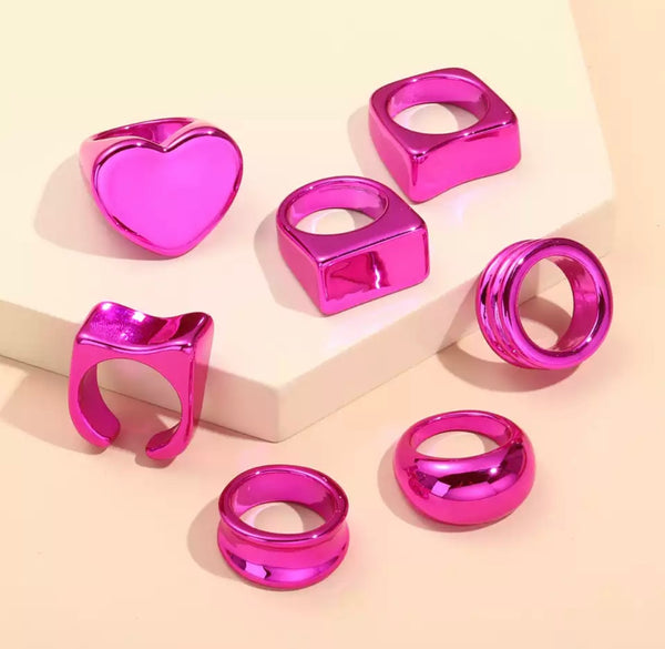 Anello resina metallizzata Fuxia varie forme