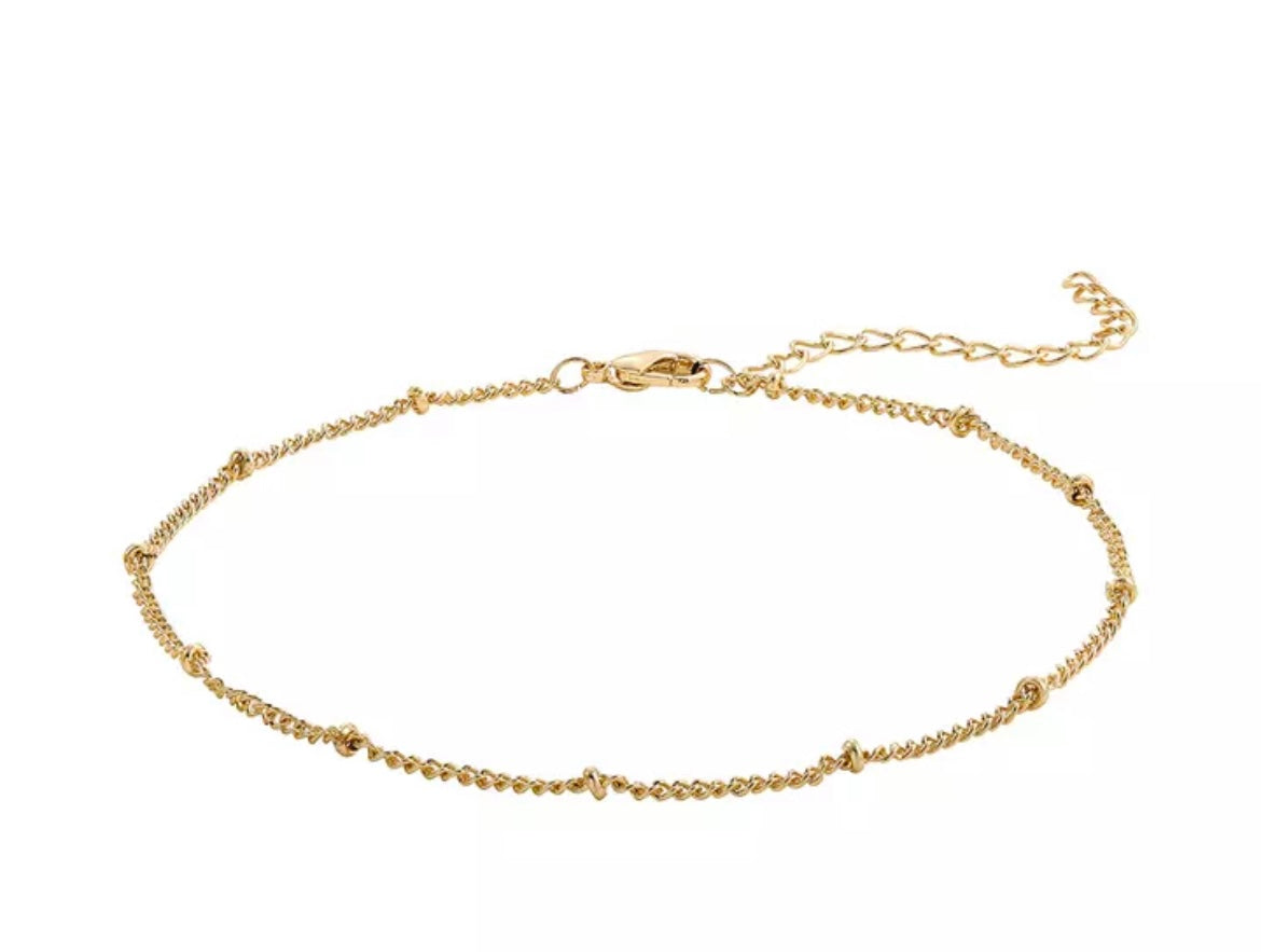 Cavigliera catenina sottile con micro sfere