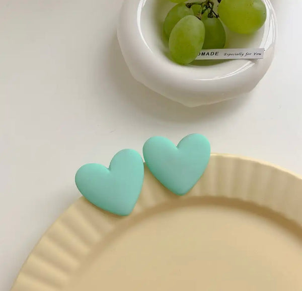 Coppia orecchini cuore resina argento 925