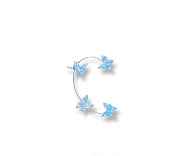 Mono orecchino polsino farfalle glitter orecchie non forate