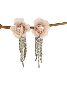 Coppia orecchini rosa cluster e tennis