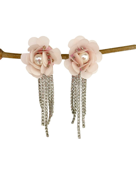 Coppia orecchini rosa cluster e tennis