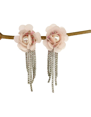 Coppia orecchini rosa cluster e tennis