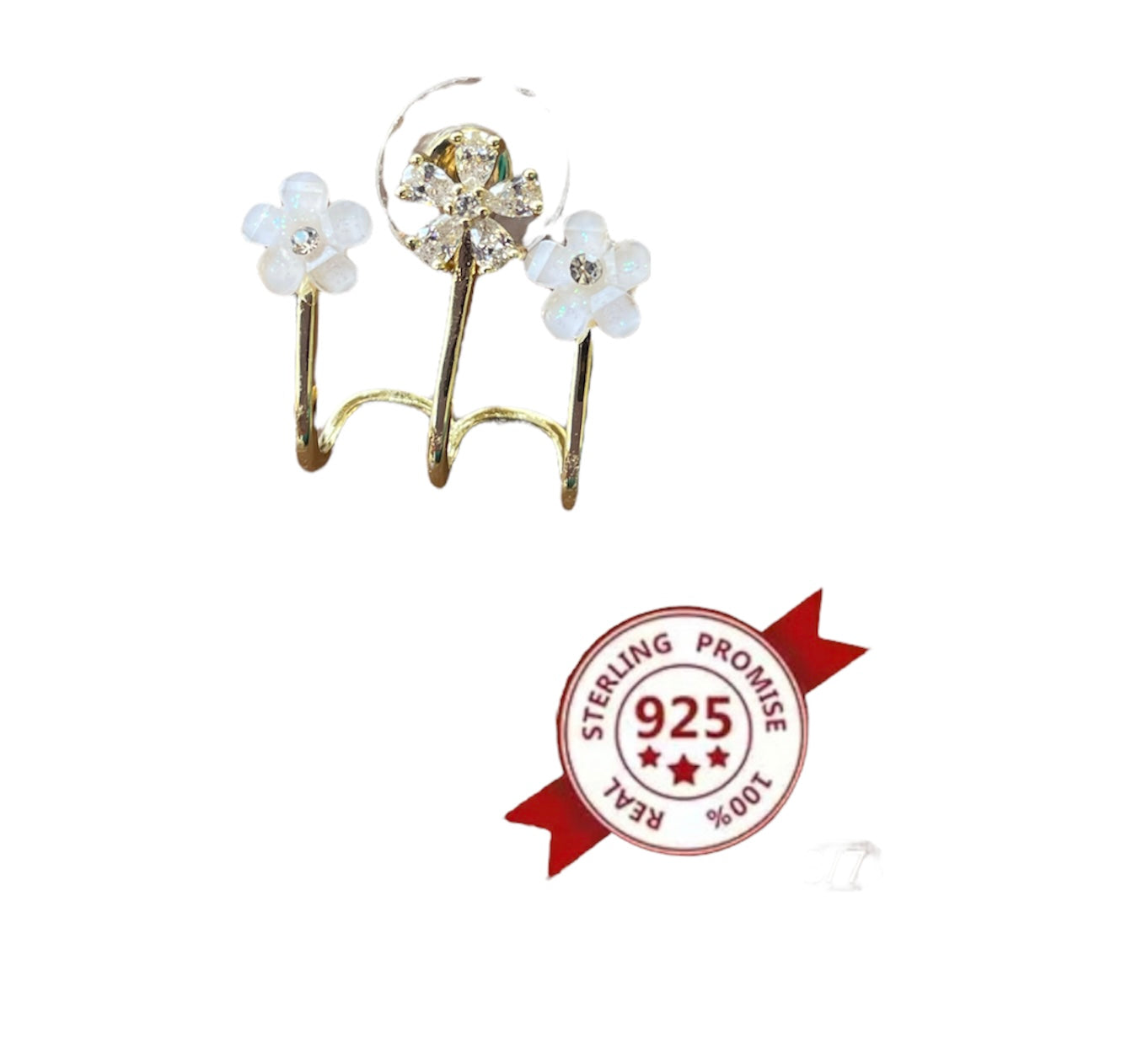 Mono orecchino argento 925  con 3 fiori