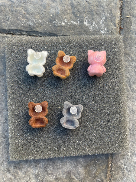 Mono orecchino vari colori gattino velluto teddy hallo kitty vintage style