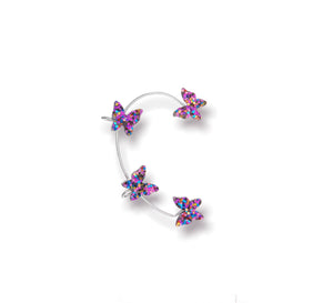Mono orecchino polsino farfalle glitter orecchie non forate