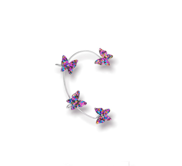 Mono orecchino polsino farfalle glitter orecchie non forate