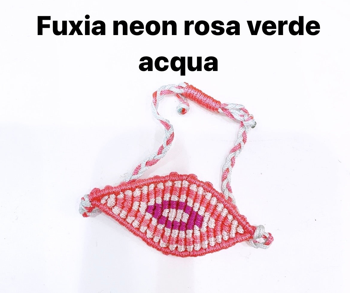 Bracciale  cavigliera evil eye occhio filo macrame regolabile