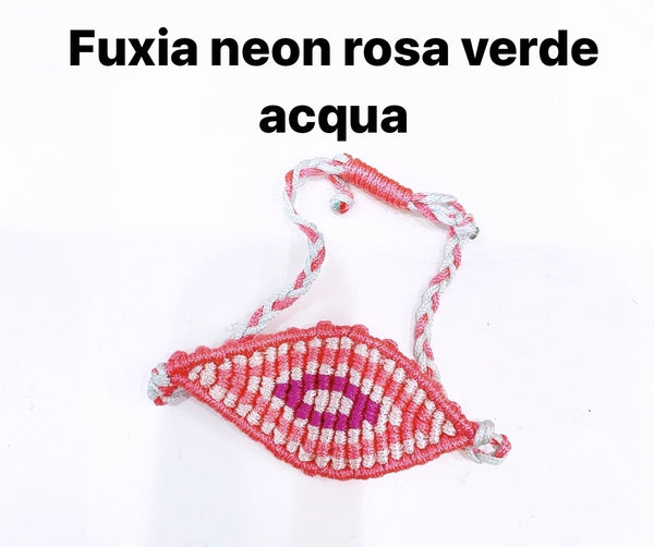 Bracciale  cavigliera evil eye occhio filo macrame regolabile