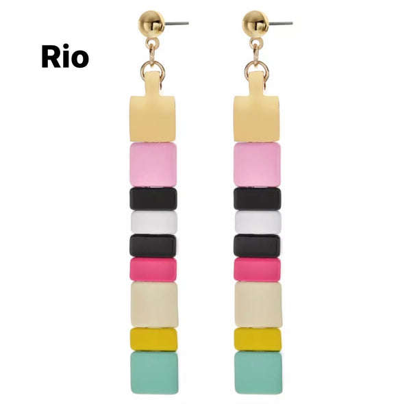 Coppia orecchini lego tasselli colorati