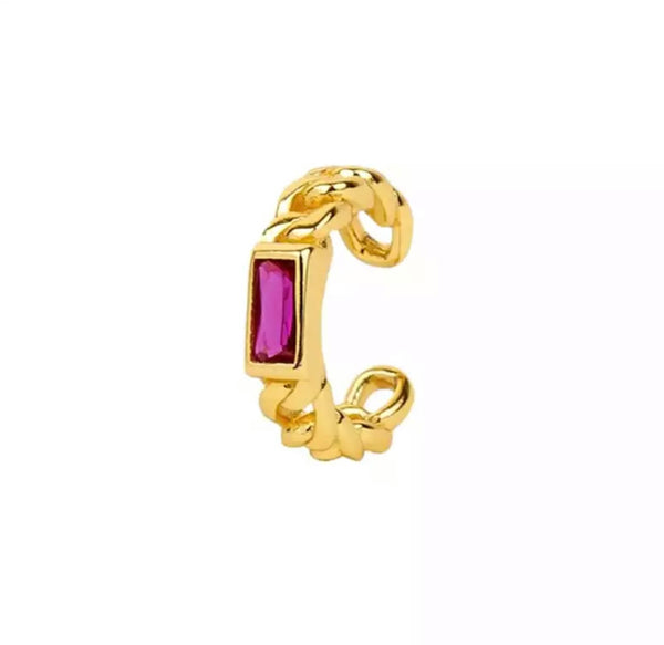 Mono earcuff argento 925  groumette e barra crystal