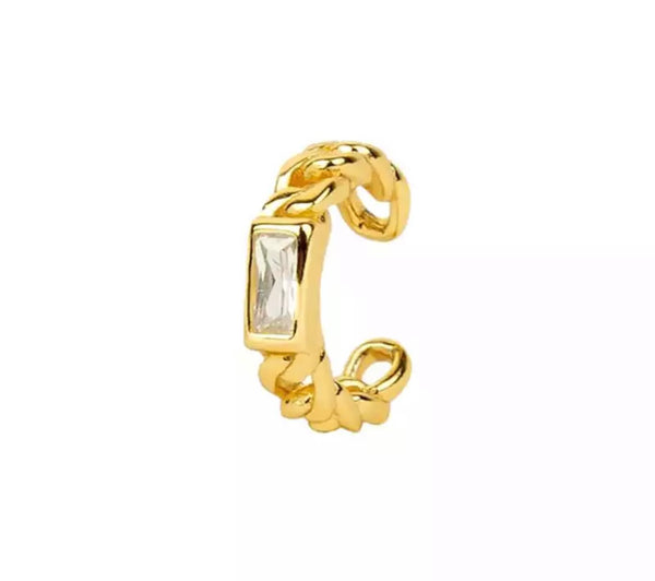 Mono earcuff argento 925  groumette e barra crystal