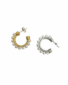 Mono orecchino cerchio 2,5 cm perle
