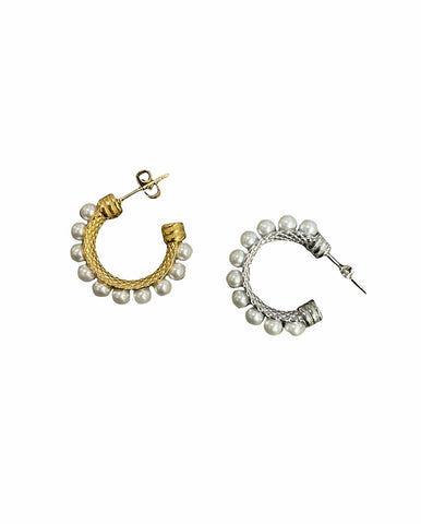 Mono orecchino cerchio 2,5 cm perle